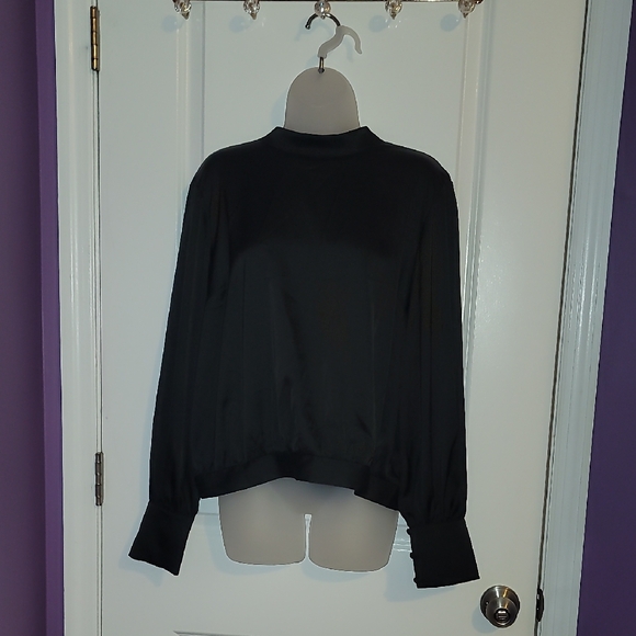 Express Tops - Express  Black Tie Cut Out  Back Women's Blouse Sz: XL